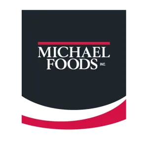 The logo for Michael Foods in black, white and red.